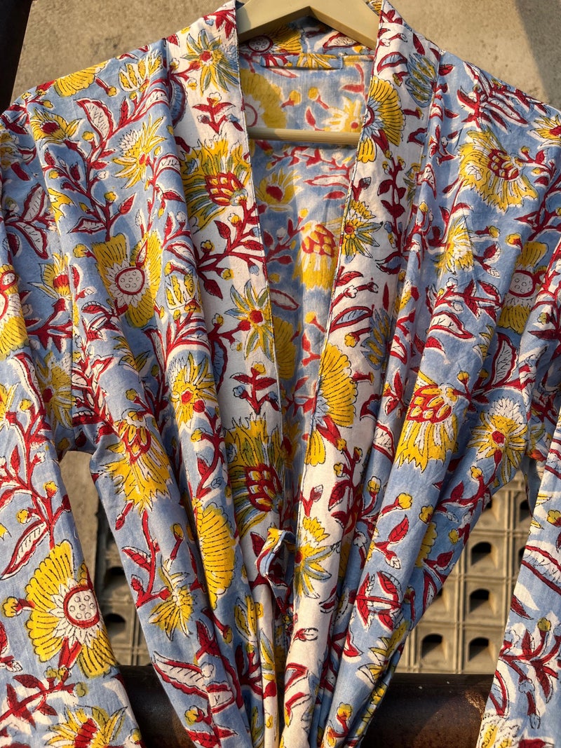 Roots of Jaipur Floral Cotton Kimono Robe for Women - Image 3